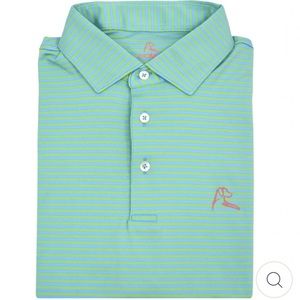 Rhoback Polo. Medium. green stripe Fairway Boy